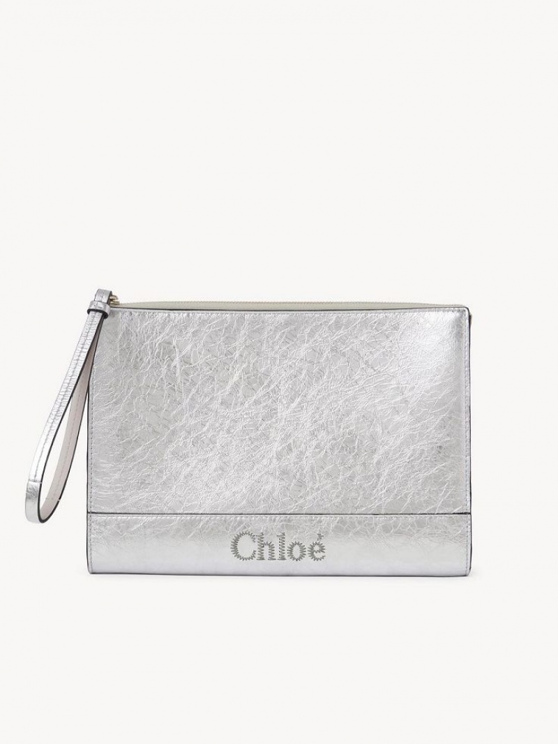 Silver Chloe Sense Zippered Pouches | CHE-SR14323