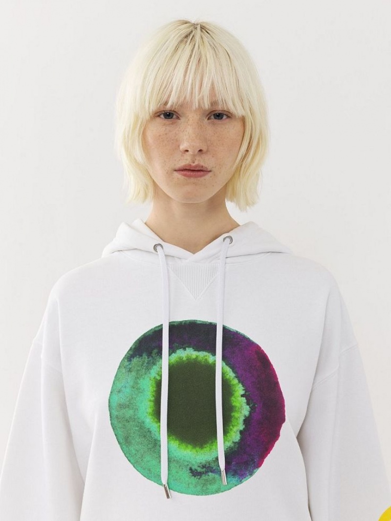 WHITE - GREEN 1 Chloe Printed Hooded Sweaters | CHE-SR13869