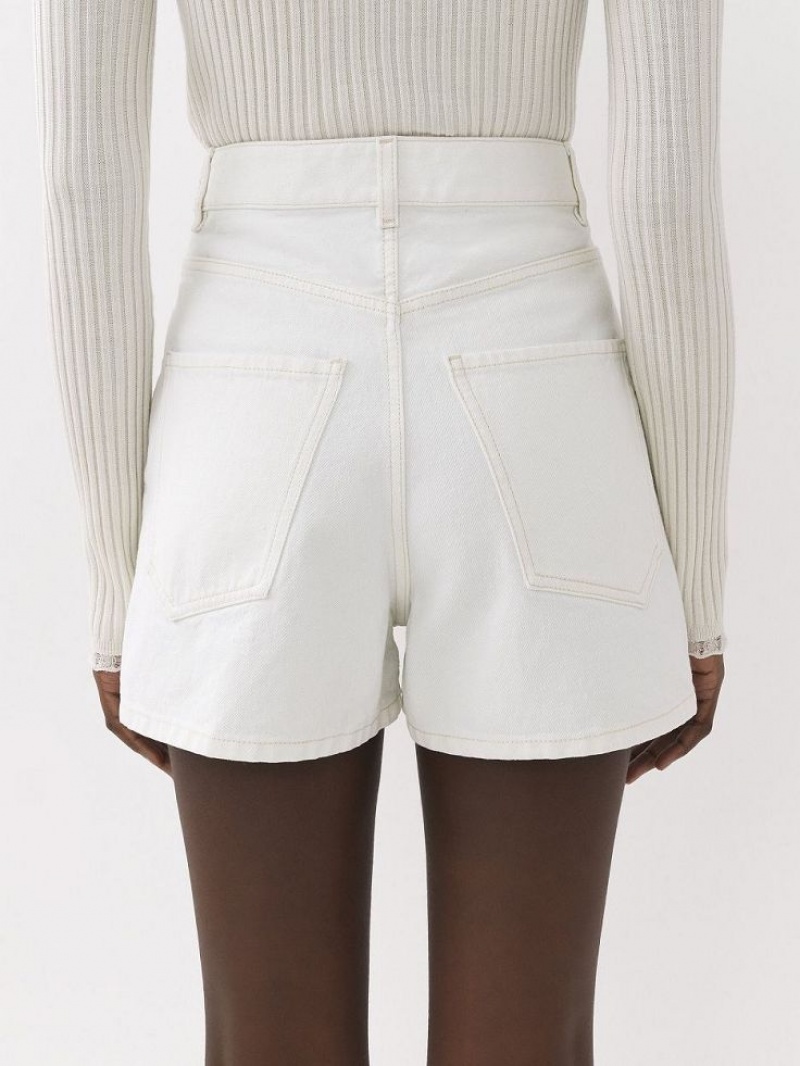 White Chloe Dukuno Denim Shorts | CHE-SR13978