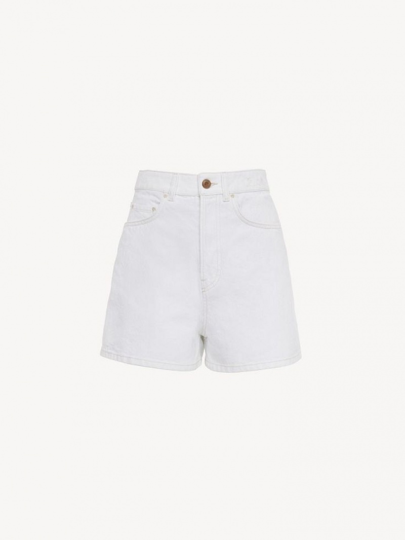 White Chloe Dukuno Denim Shorts | CHE-SR13978