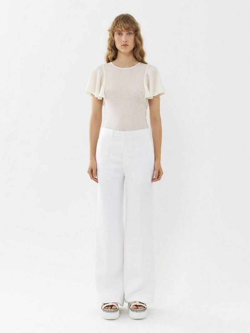 White Chloe Flared Pants | CHE-SR13980