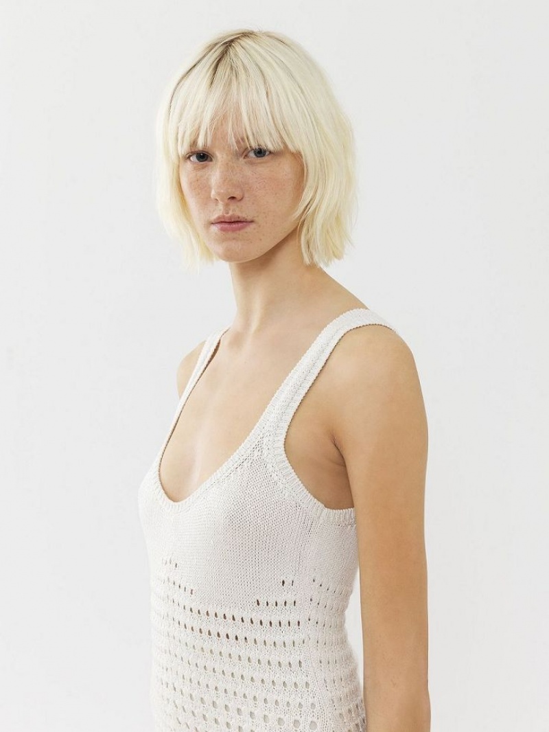 White Chloe Flared Tank Knitwear | CHE-SR13929