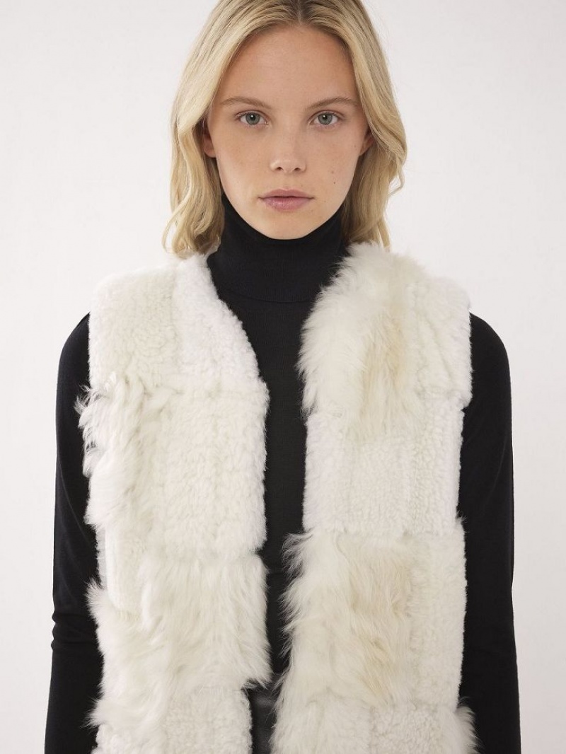 White Chloe Long Gilet Jackets | CHE-SR13825