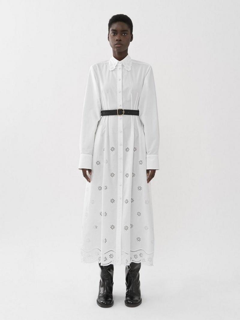 White Chloe Long Shirt Dresses | CHE-SR13831