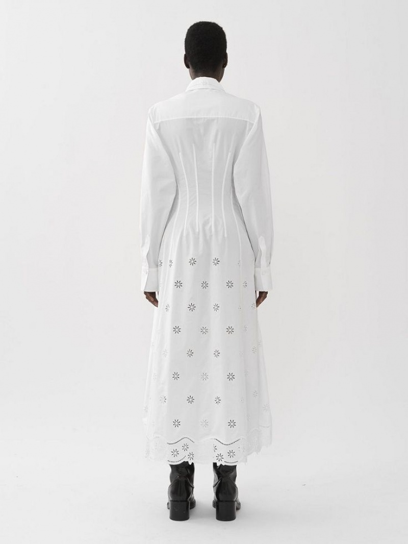 White Chloe Long Shirt Dresses | CHE-SR13831