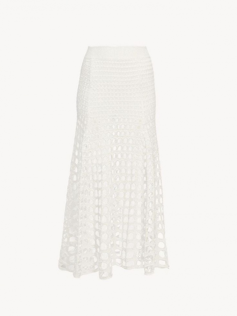 White Chloe Maxi Flared Knitwear | CHE-SR13930