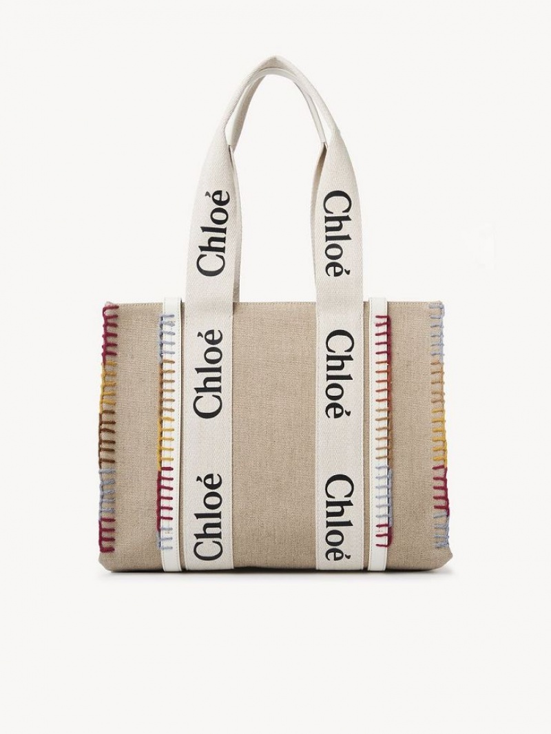 White Chloe Medium Woody Tote Bags | CHE-SR13295