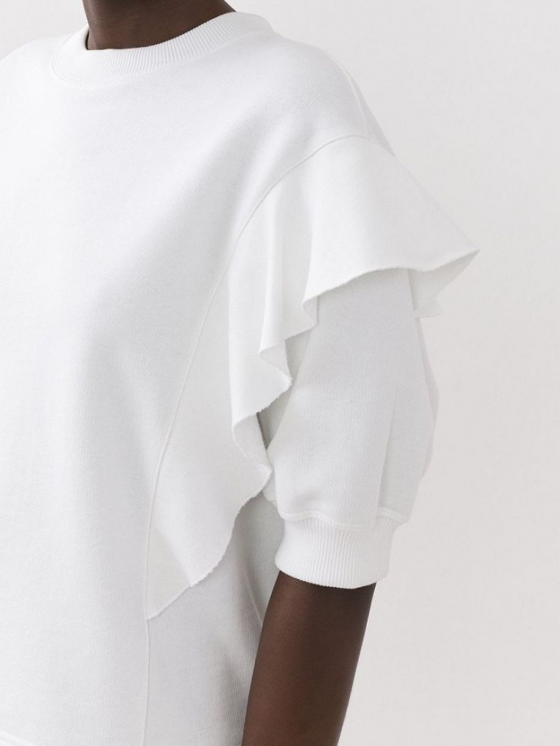 White Chloe Ruffled Sweaters | CHE-SR13898